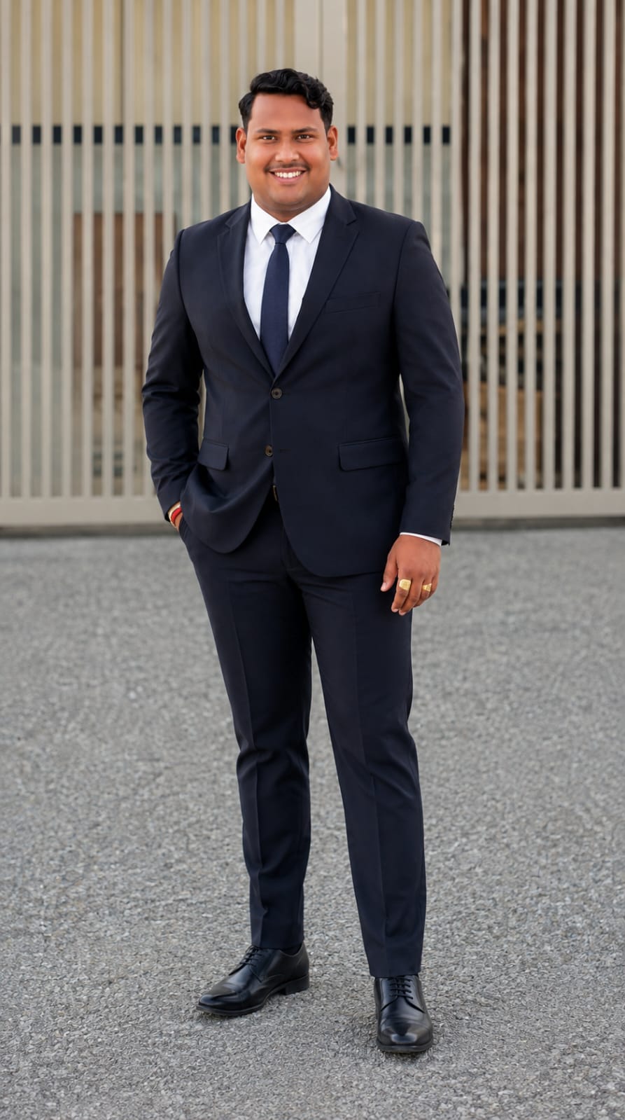 Nitesh K Giri, chief executive of Sai Ram Developers, photographed in a navy suit.